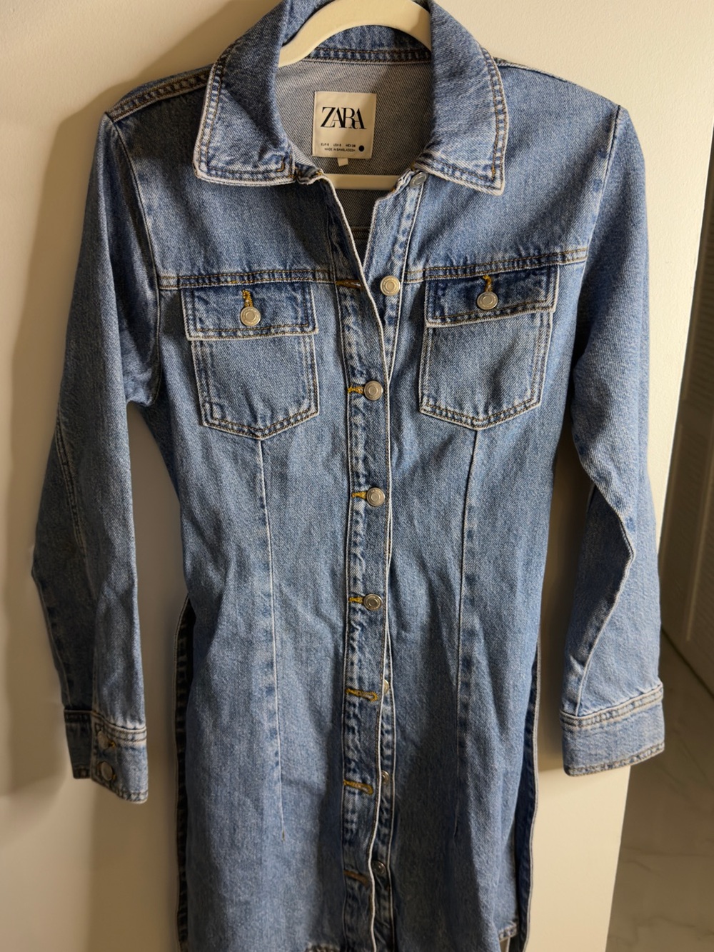 Zara Medium Blue Denim Button-Down Dress